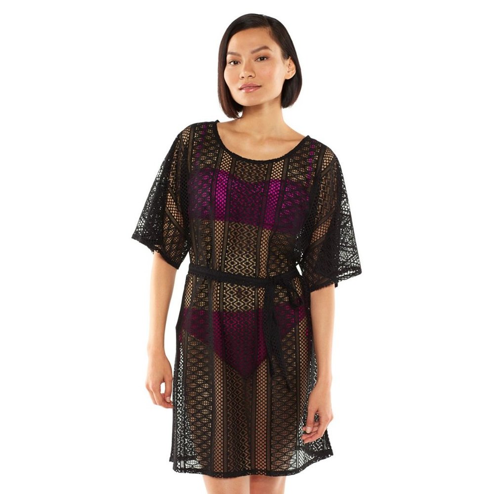 NWT Apt 9 Crochet Kimono Cover-Up Women's size XL Black